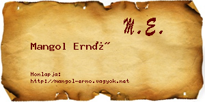 Mangol Ernő névjegykártya